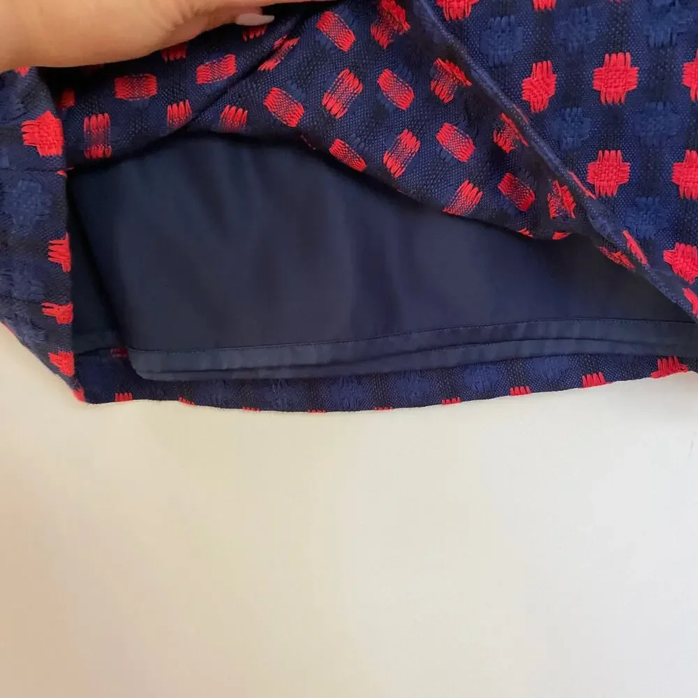Boden Women's Embroidered Blue & Red A-Line Mini Skirt Academic Preppy 10R - Picture 3 of 6